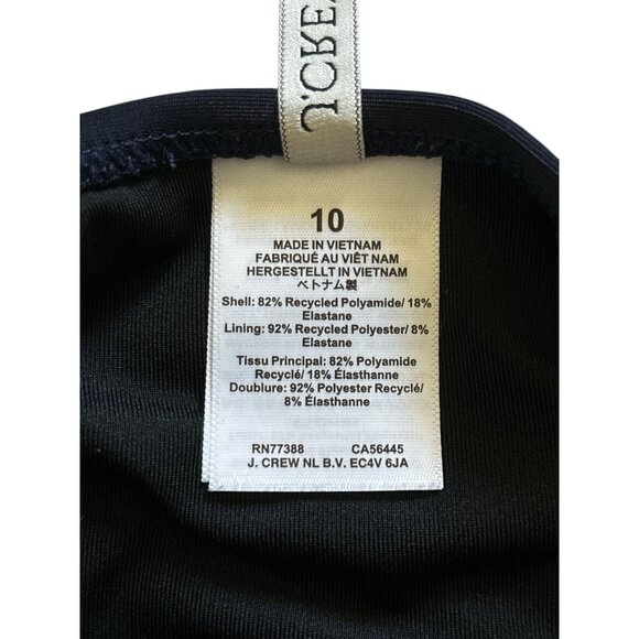 J Crew One Piece Swimsuit Womens Size 10 Navy Blue Ruched Tank Bathing Plunge - Picture 4 of 5